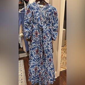 Vibrant Blue and Red Patterned Dress